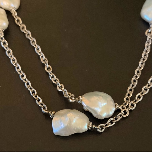 Judith Ripka White Baroque Pearl Necklace, Sterling Silver, 34” - Picture 4 of 6